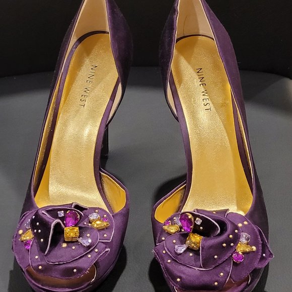 Nine West, Dressy, Heels, 9.5, purple and gold - Picture 1 of 1
